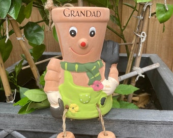 Personalised Plant Pot Man Green: Dad's Garden Gift, Father’s Day gift idea, grandad garden gift, unique garden decor for him