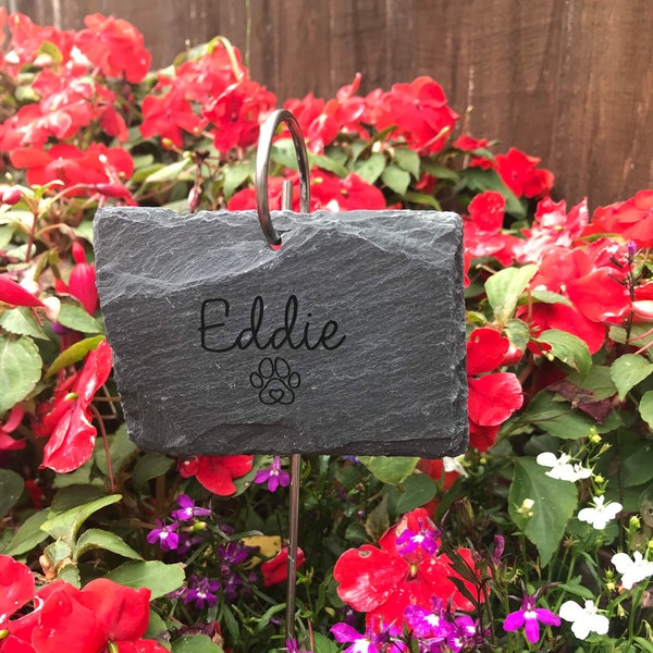 PET MEMORIAL PLAQUE and Hook, Slate Pet Grave Marker, Pet Loss Gift, Personalised Pet Memorial, pet memorial slate, pet loss memorial, Paw