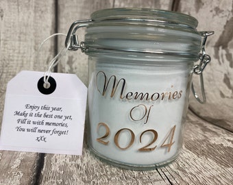 Memory Jar 2024, Your Memories of 2024, Keepsake Jar of special events, unique gift for her, Christmas gift for new year, new year memories