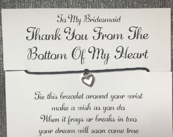 Heart Charm Thank You Bracelet: Wedding Party Gift