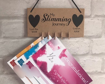 Weight Loss Tracker Plaque: Slimming Journey Chalkboard, certificate display, weekly weigh in, total weight loss, slimmer of the week gift