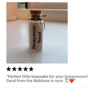 Honeymoon Keepsake, Unique Wedding Gift, Small Honeymoon Sand Bottle, Wedding keepsake, Bride gift, Mr and Mrs Couple Gift, Beach honeymoon image 9