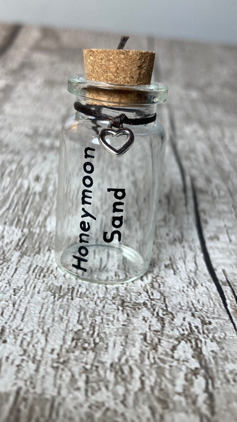 Honeymoon Keepsake, Unique Wedding Gift, Small Honeymoon Sand Bottle, Wedding keepsake, Bride gift, Mr and Mrs Couple Gift, Beach honeymoon image 2