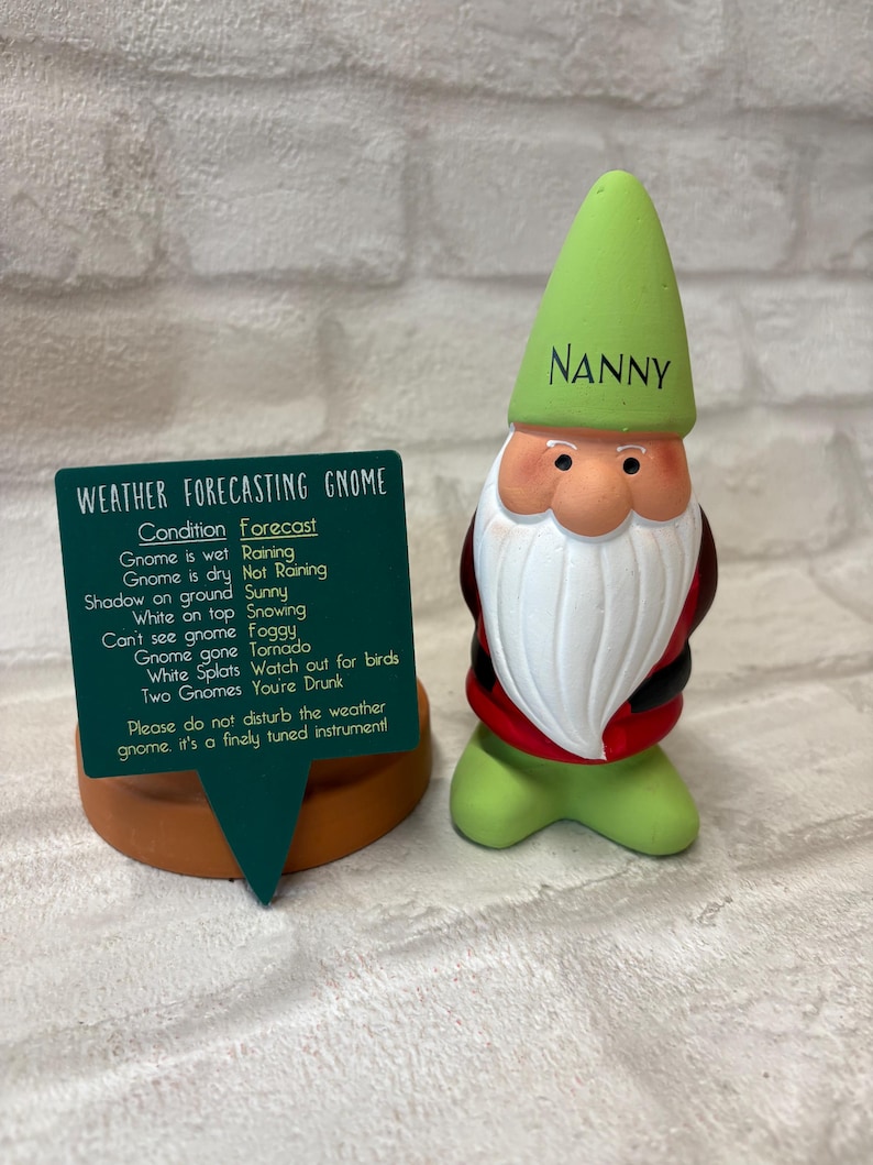 Personalised Garden Gnome: Cheeky Weather Forecast Gift, funny garden gift idea, dad Christmas gift, grandad gift idea, name on a gnome afbeelding 6