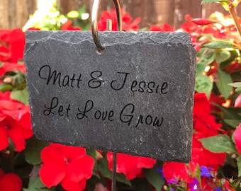 Personalized Slate Garden Sign with Hook: Unique Slate Plaque Gift