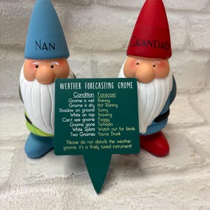 Personalised Garden Gnome: Cheeky Weather Forecast Gift, funny garden gift idea, dad Christmas gift, grandad gift idea, name on a gnome afbeelding 5