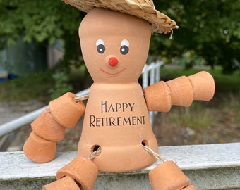 Personalised Retirement Gift, Plant pot person, happy retirement gift,unique retirement present, keepsake for retirement,personalised garden