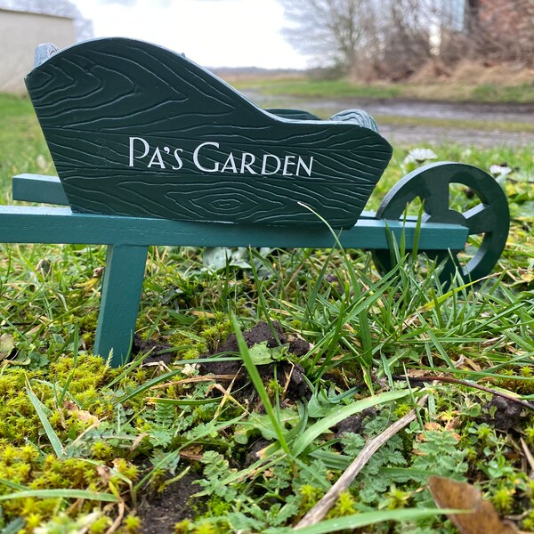 Personalised Wheelbarrow Planter, Small Garden Ornament, Dad Garden Gift, Mum Garden Gift, Grandad Gift idea, gardener gift, unique gift