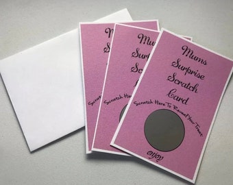 Mother’s Day Surprise scratch cards, mum treat surprise, unique mom gift idea, 3 scratch cards for Mother’s Day relax, gift for Mother’s Day