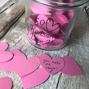 I LOVE YOU Jar, Unique Gift for Partner, 50 Reasons I Love You gift,  Boyfriend Anniversary Gift, Girlfriend gift idea, Couple keepsake idea