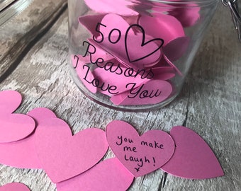 I LOVE YOU Jar, Unique Gift for Partner, 50 Reasons I Love You gift,  Boyfriend Anniversary Gift, Girlfriend gift idea, Couple keepsake idea