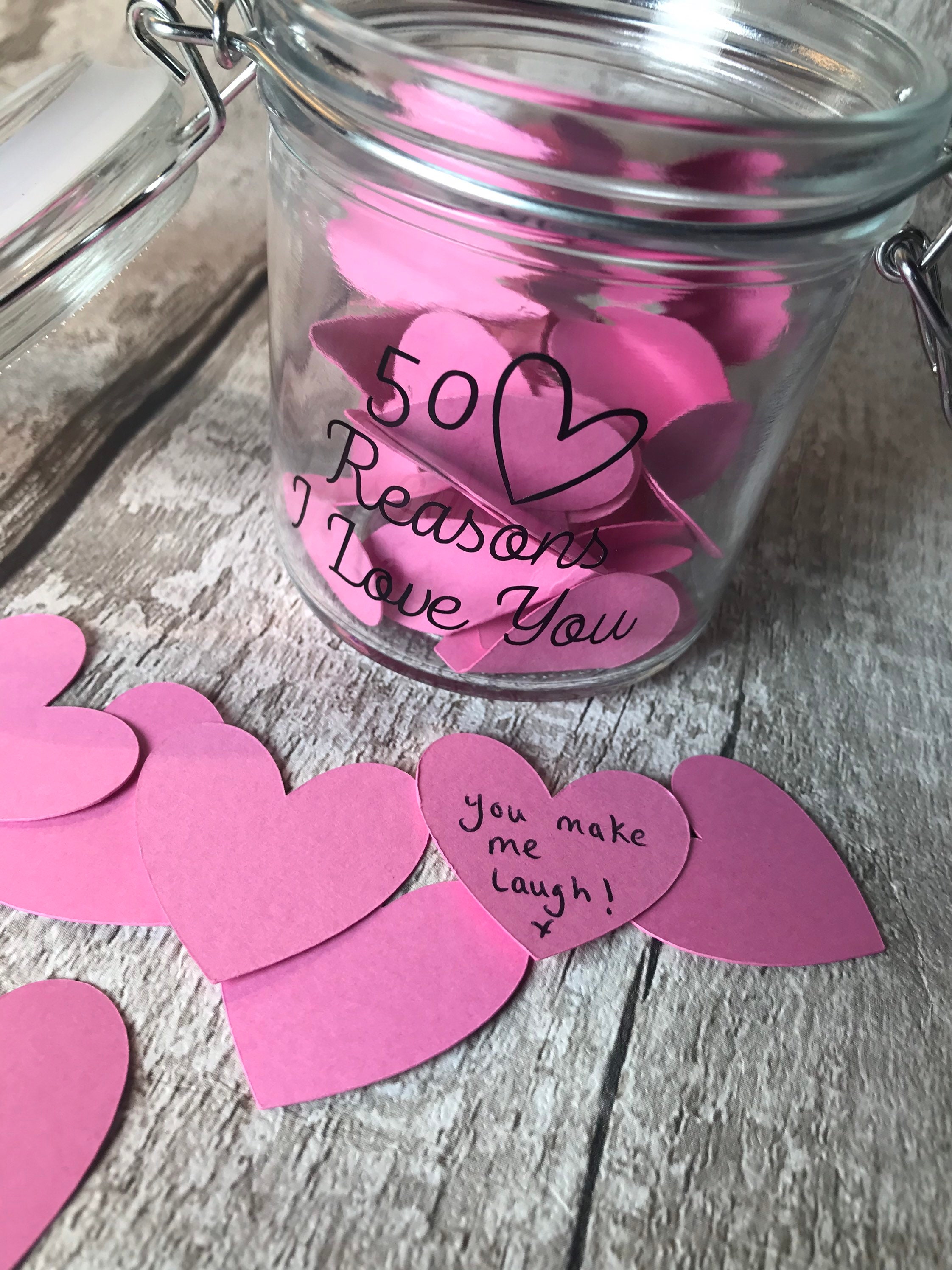 I LOVE YOU Jar, Unique Gift for Partner, 50 Reasons I Love You Gift,  Boyfriend Anniversary Gift, Girlfriend Gift Idea, Couple Keepsake Idea 