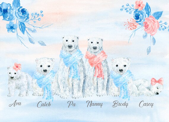 Polar Bear Family Picture Personalised Family Cartoon - Etsy Polar Bear Family Picture Personalised Family Cartoon - Etsy