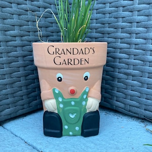 Personalised Plant Pot Man, Grandad Garden Gift, Dad Flowerpot, dad Father’s Day Gift idea, Grandad birthday gift,Gardener Gift,Gift For him