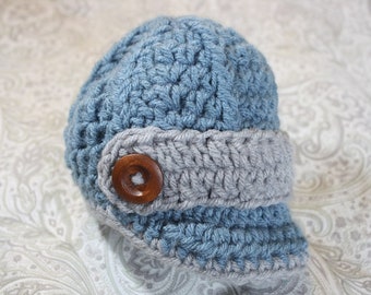 Baby Boy Hat, Newborn Hat, Baby boy Crochet Hat, Baby Boy Cap, Baby Boy Beanie, Newborn Prop, Photo shoot Hat, Baby Hat with Brim