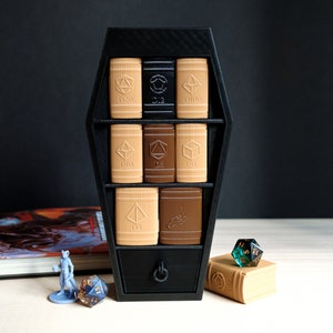Cursed Library Coffin Dice Vault | 3D Printed Customizable Dice Holder for Dungeons and Dragons