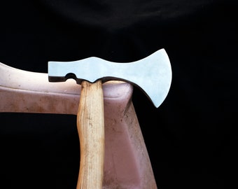 Hand Forged High Carbon Steel Viking Axe: Rose Wood Handle, Leather Sheath