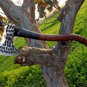 Carbon Steel Viking Axe: Ash Wood Handle, Camping Hunting Axe