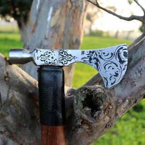 Steel VIKING AXE with Ash Wood Shaft, Camping/Hunting Axe Ragnar hammer Axe Gift For Him/ Her Best Birthday & Anniversary Lerp axe Halloween