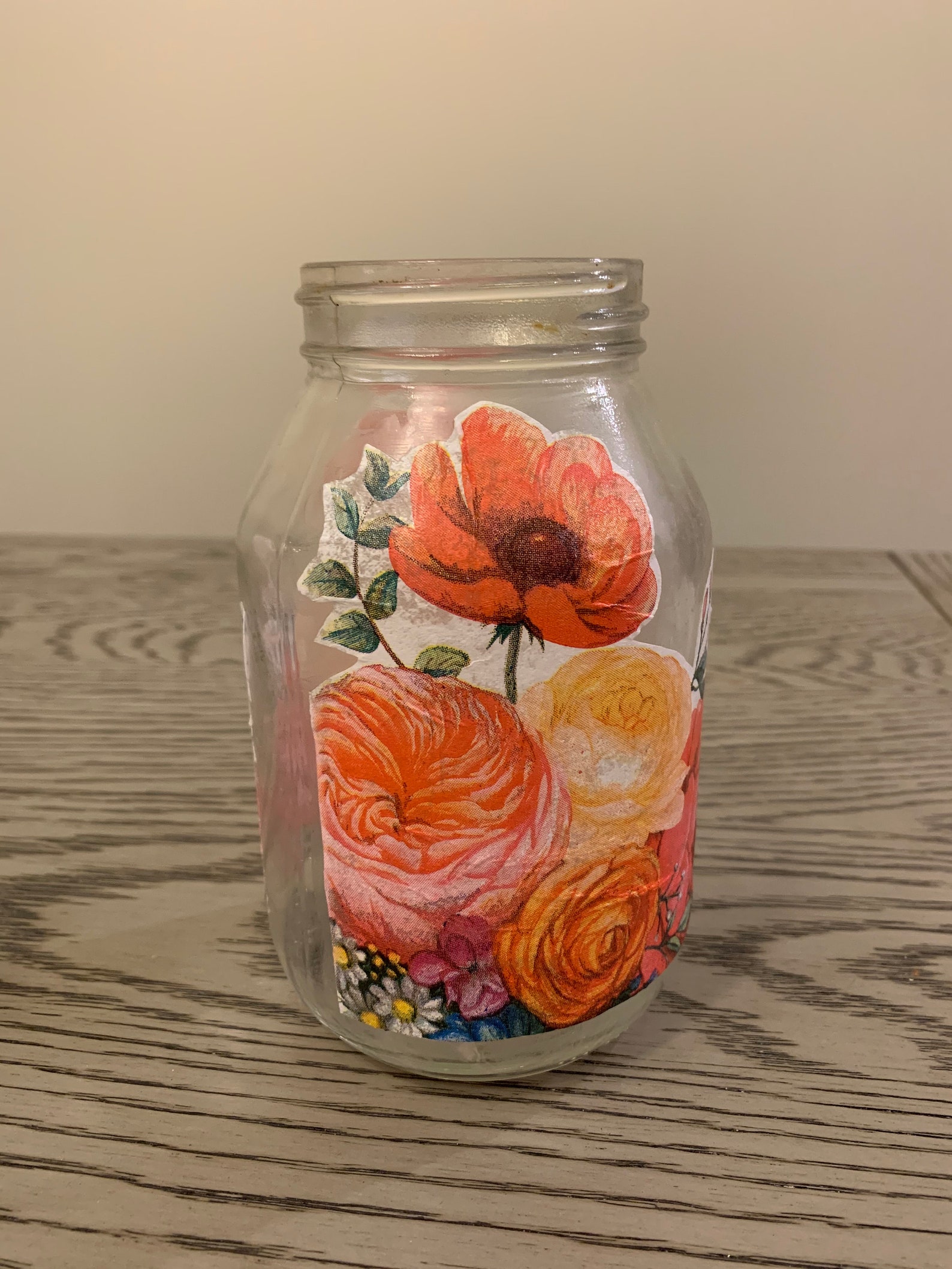 Glass Jar with Flower Decorations Etsy