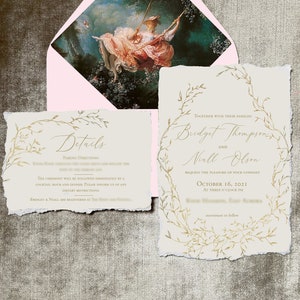 SAMPLE- Whimsical Rococo Inspired Wedding Invite with Detail Card