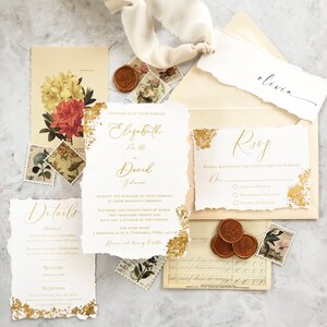 SAMPLE-Whimsical and Modern Wedding Invitation with Metallic Gold Foiling Detail Other Colors Available image 3