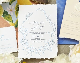 SAMPLE-Elegant and Classic Light Blue Wreath Inspired Wedding Suite- Other Colors Available