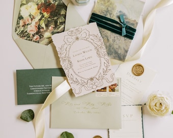 Garden Elegant Gold Foiled Luxury Invitation Suite