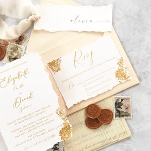 SAMPLE-Whimsical and Modern Wedding Invitation with Metallic Gold Foiling Detail Other Colors Available image 2