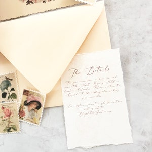 SAMPLE-Antique and Modern Wedding Invitation with Deckled Edges Other Colors Available image 3