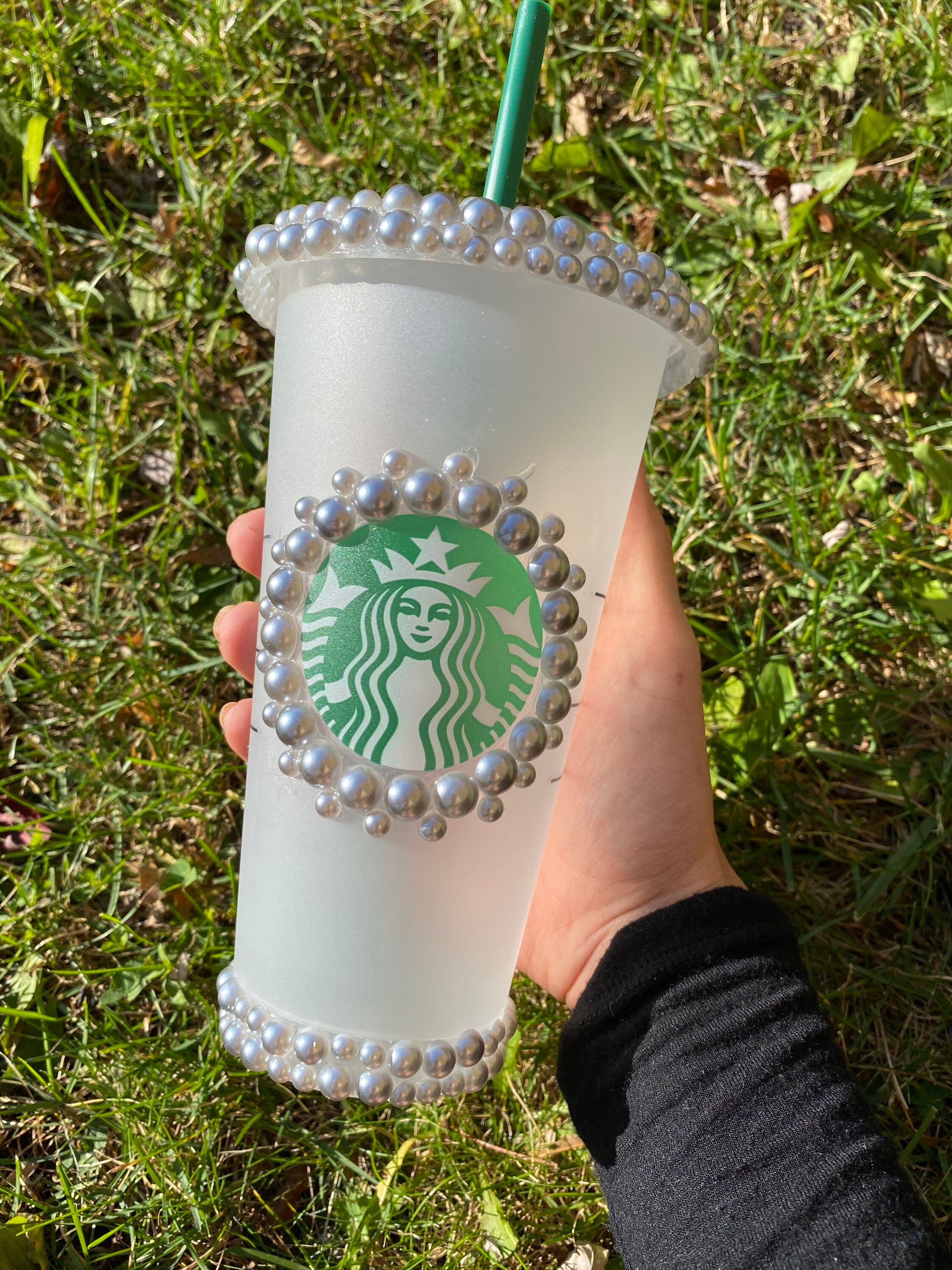 Silver Pearl Starbucks Cold Cup Etsy UK