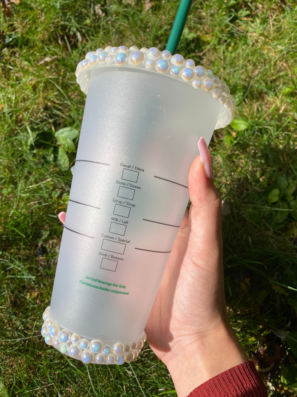 White Pearl Starbucks Cold Cup Etsy México