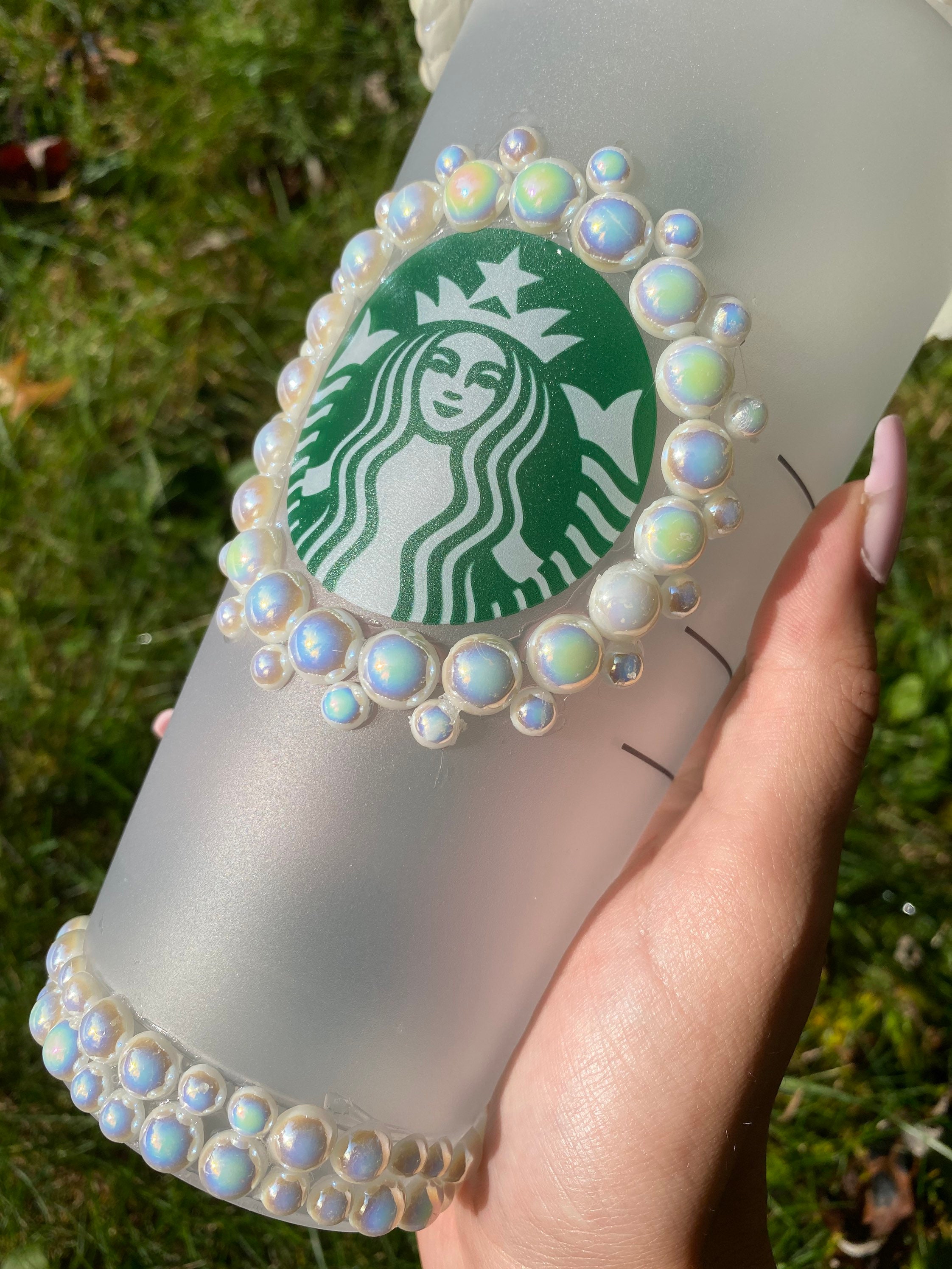 White Pearl Starbucks Cold Cup Etsy México
