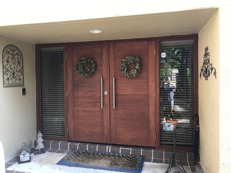 Cooper Modern Solid Mahogany Wood Flush Entry Door With Etsy