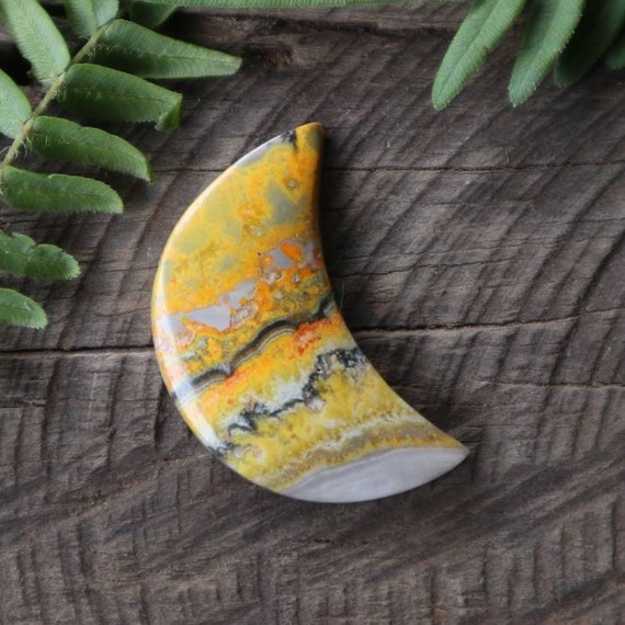 Bumblebee Jasper Crescent Moon - Etsy