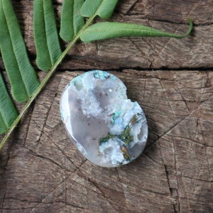 Natural Chrysocolla chalcedony druzzy cabochon
