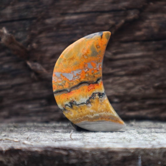 Bumblebee Jasper Crescent Moon - Etsy