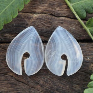 Naturlig vit Java Agat Unik - Par Cabochoner