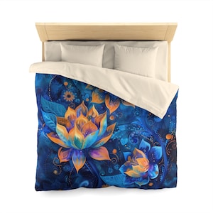 Paisley microvezel dekbedovertrek, koningin dekbed voor haar slaapkamer Zen beddengoed tiener slaapkamer artistiek beddengoed blauw dekbed voor tiener