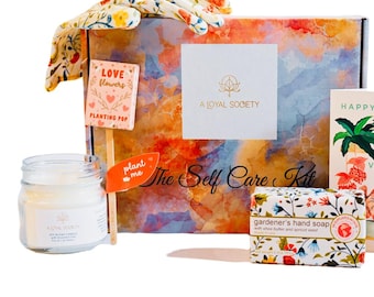 Gardening Gift Box, Floral Gloves, Seed Pop, Lavender Candle