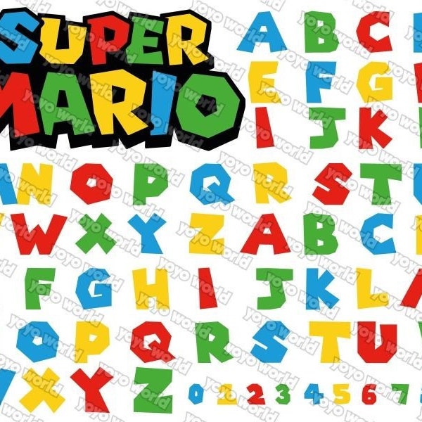 super mario font, mario font, super mario letters, super mario font svg, super mario font cricut, super mario font silhouette, super mario