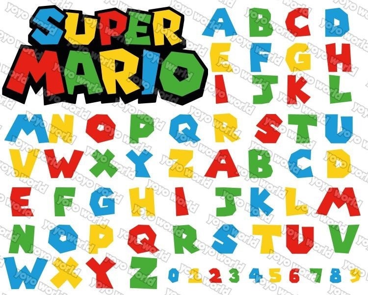 Super Mario Schrift Mario Schriftart Super Mario Schrift Etsy