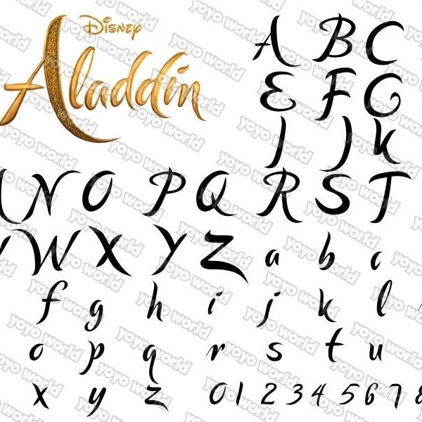 aladdin font, aladdin svg, aladdin font svg, aladdin font cricut,  aladdin font silhouette, aladdin cuttable font-ink