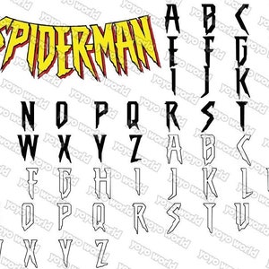 fuente araña, fuente hombre, araña svg, hombre svg, fuente araña svg, fuente araña cricut, silueta fuente araña, fuente superhéroe, araña, hombre