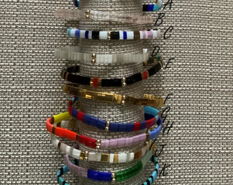 Pulsera colorida japonesa Miyuki® Tila Tile con cuentas chapadas en oro