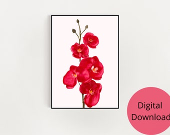 Red orchids digital print