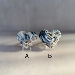Moss Agate Heart with Druzy