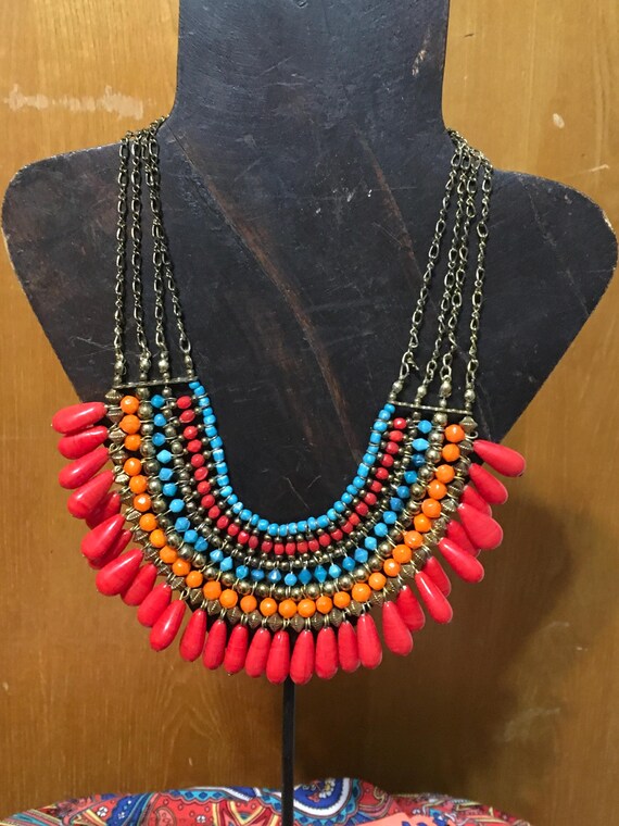 Bib Statement Boho Multicolor Necklace - image 1