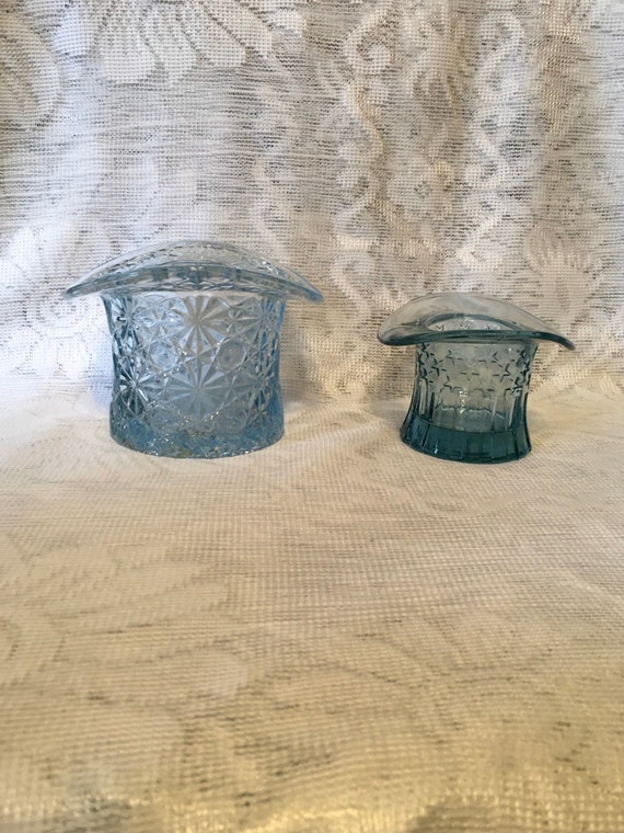 Two Glass Top Hats Vintage 1980s or before Etsy
