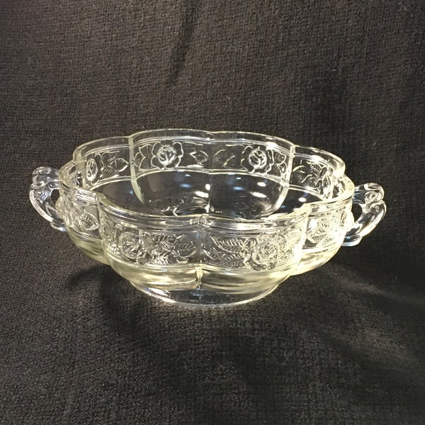 Cut-glass Rose Pattern Octagonal Serving Dish 1950's